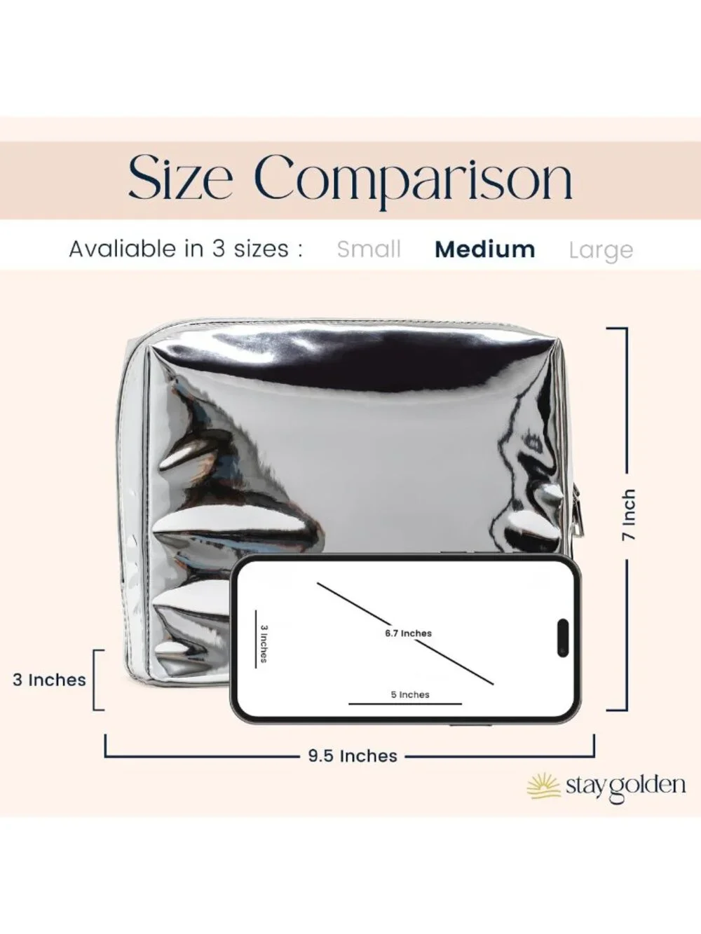 Heat-Resistant Waterproof Makeup Bag | Metallic Silver Vegan Leather Organizer